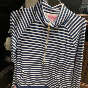 Lilly Pulitzer navy and white stripe half zip pull over